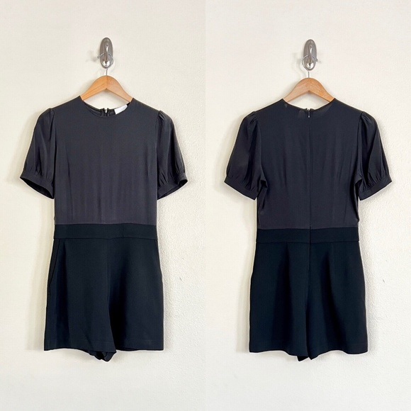 GWYN James Puff Sleeve Romper in Black - Picture 5 of 11